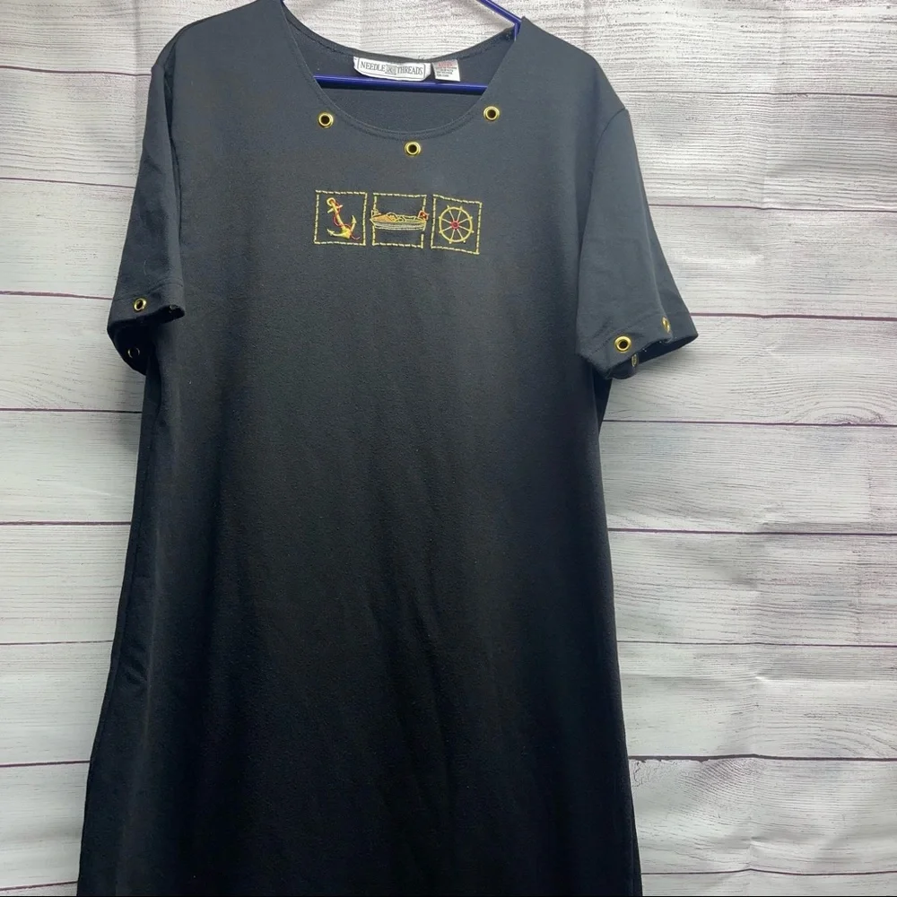 Needle & Threads Dress Size XL Long Black with Anchor - Picture 1 of 7